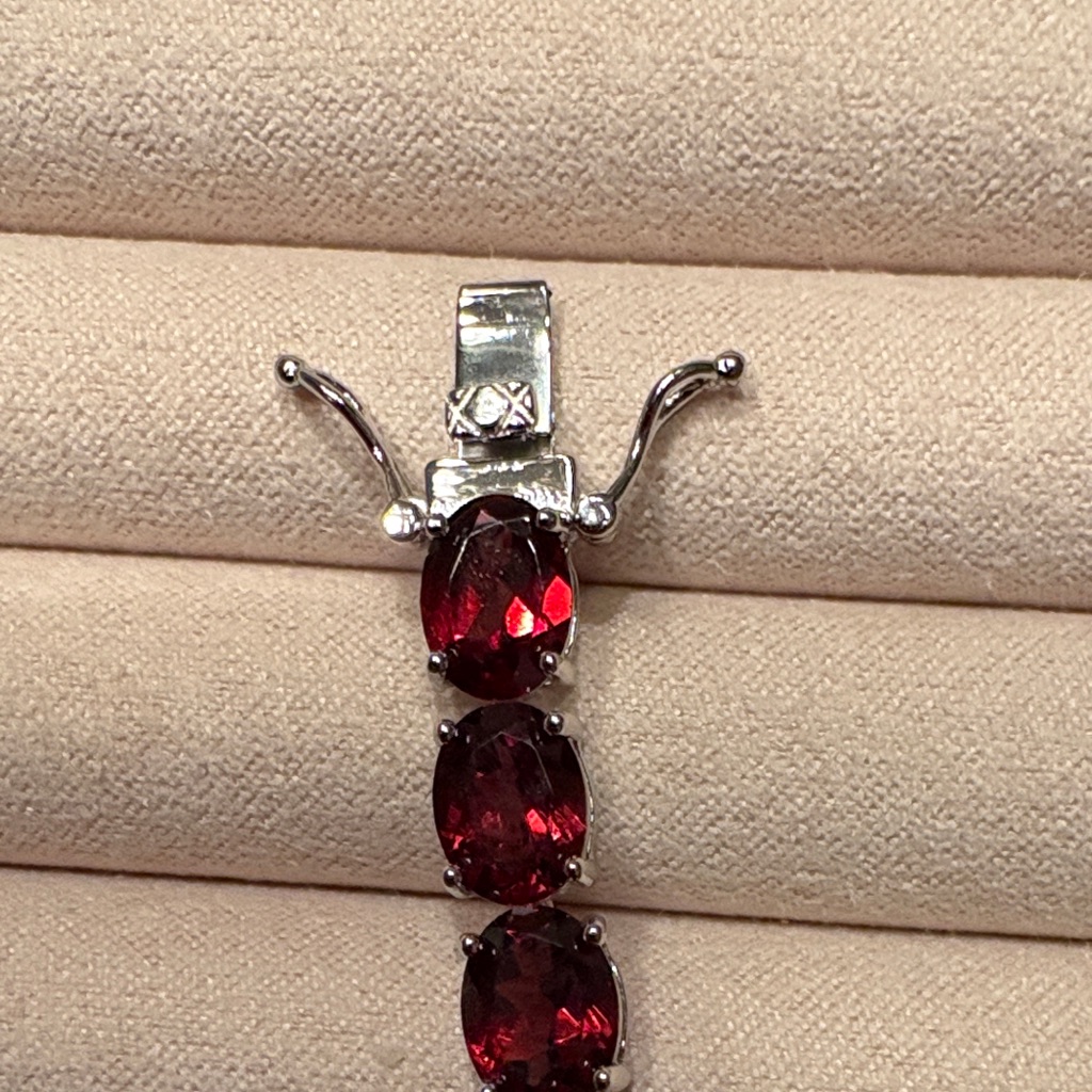 Jtv Silver Bracelet With Red Gemstones
